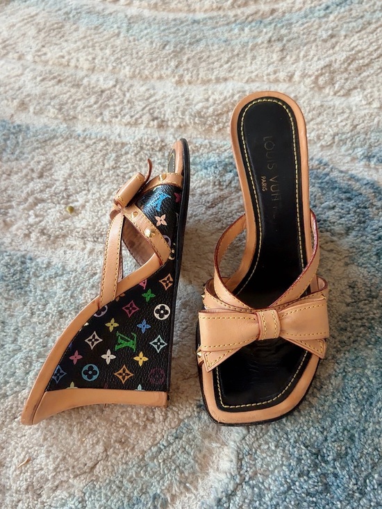 Louis Vuitton Shoes - Louis Vuitton Murakami multicolored black monogram bow wedges